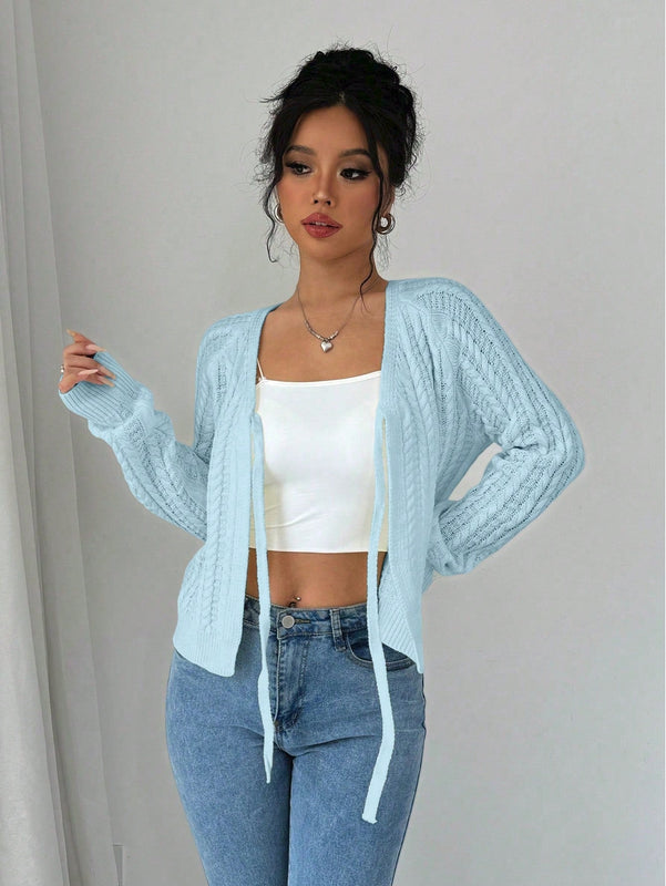 Essnce cardigan de mujer de manga larga con estampado floral 3d con lazo delantero, de estilo frances casual y versatil