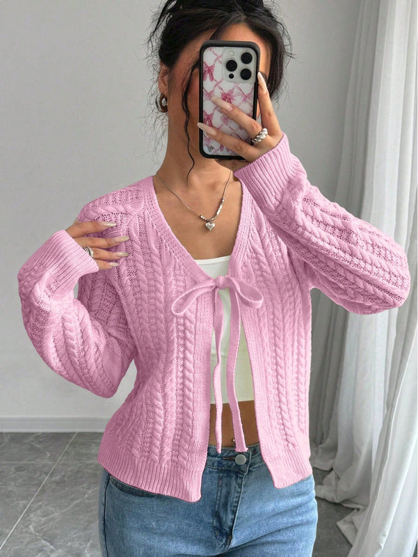 Essnce cardigan de mujer de manga larga con estampado floral 3d con lazo delantero, de estilo frances casual y versatil