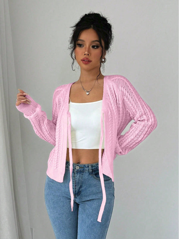 Essnce cardigan de mujer de manga larga con estampado floral 3d con lazo delantero, de estilo frances casual y versatil