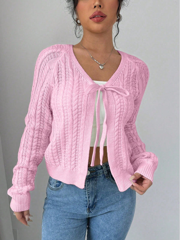 Essnce cardigan de mujer de manga larga con estampado floral 3d con lazo delantero, de estilo frances casual y versatil