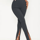 Sxy pantalones largos informales de unicolor con dobladillo dividido para mujeres