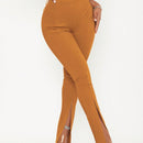 Sxy pantalones largos informales de unicolor con dobladillo dividido para mujeres