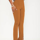 Sxy pantalones largos informales de unicolor con dobladillo dividido para mujeres