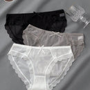 3 piezas de ropa interior de encaje para mujer, pantalones comodos, suaves y transpirables de cintura media