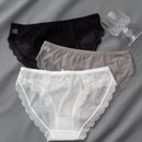 3 piezas de ropa interior de encaje para mujer, pantalones comodos, suaves y transpirables de cintura media