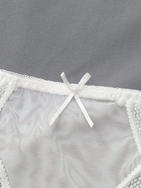 3 piezas de ropa interior de encaje para mujer, pantalones comodos, suaves y transpirables de cintura media