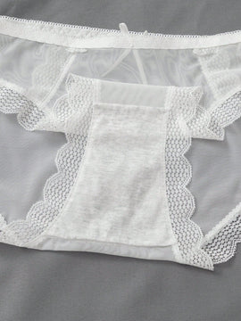 3 piezas de ropa interior de encaje para mujer, pantalones comodos, suaves y transpirables de cintura media