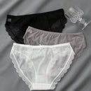 3 piezas de ropa interior de encaje para mujer, pantalones comodos, suaves y transpirables de cintura media