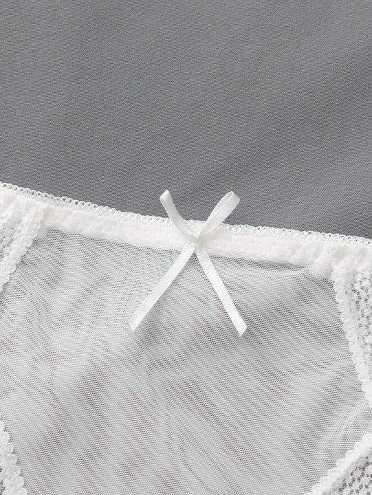 3 piezas de ropa interior de encaje para mujer, pantalones comodos, suaves y transpirables de cintura media