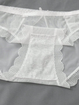 3 piezas de ropa interior de encaje para mujer, pantalones comodos, suaves y transpirables de cintura media