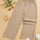 Essnce pantalones casuales de pernera ancha de 7/8 con textura y cintura anudada de unicolor para mujer
