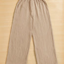 Essnce pantalones casuales de pernera ancha de 7/8 con textura y cintura anudada de unicolor para mujer