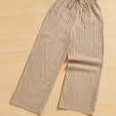 Essnce pantalones casuales de pernera ancha de 7/8 con textura y cintura anudada de unicolor para mujer