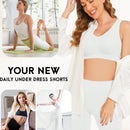 Shorts anchos de cintura solida, pantalones cortos de ciclista solidos, pantalones cortos moldeadores de mujer comodos, sin costuras, lisos, con tirantes para faldas bajas