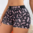 Boxer shorts comodos con estampado de calavera linda y banda con letra