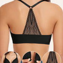 1 pieza sujetador con cierre delantero sexy, con relleno y efecto pushup, con tirantes ajustables, lenceria comoda y transpirable de encaje con espalda de tirantes cruzados para mujer