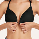 1 pieza sujetador con cierre delantero sexy, con relleno y efecto pushup, con tirantes ajustables, lenceria comoda y transpirable de encaje con espalda de tirantes cruzados para mujer