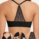 1 pieza sujetador con cierre delantero sexy, con relleno y efecto pushup, con tirantes ajustables, lenceria comoda y transpirable de encaje con espalda de tirantes cruzados para mujer