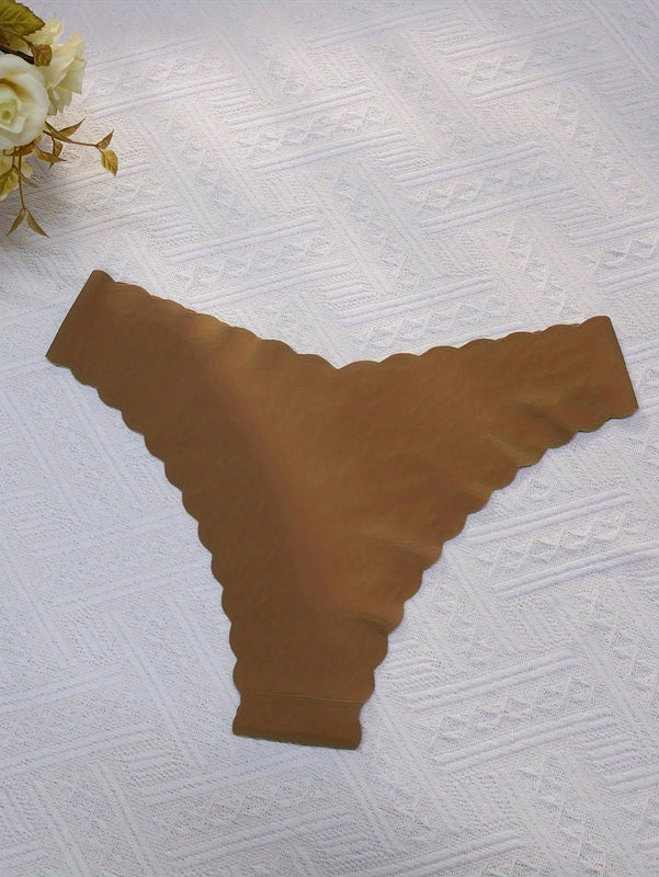 Set de 10 bragas triangulares de mujer con borde ondulado, sexy y comodas, con estampado