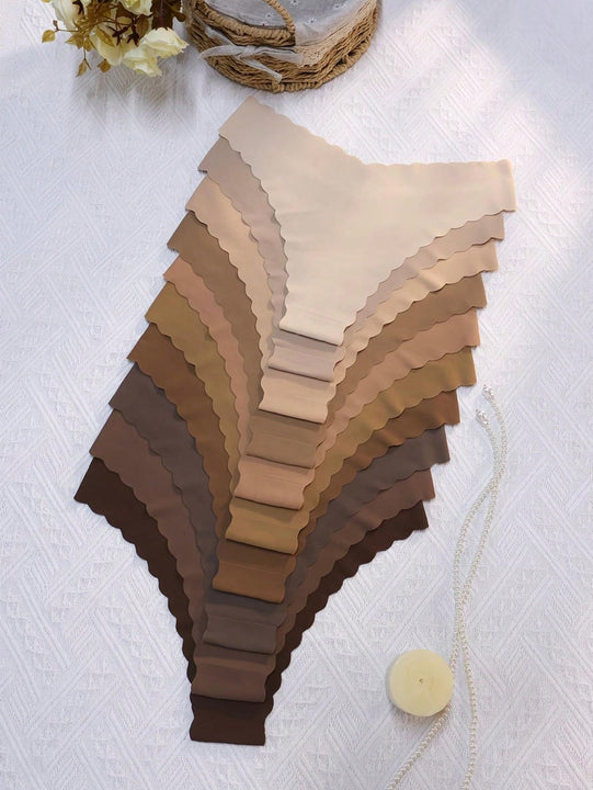 Set de 10 bragas triangulares de mujer con borde ondulado, sexy y comodas, con estampado