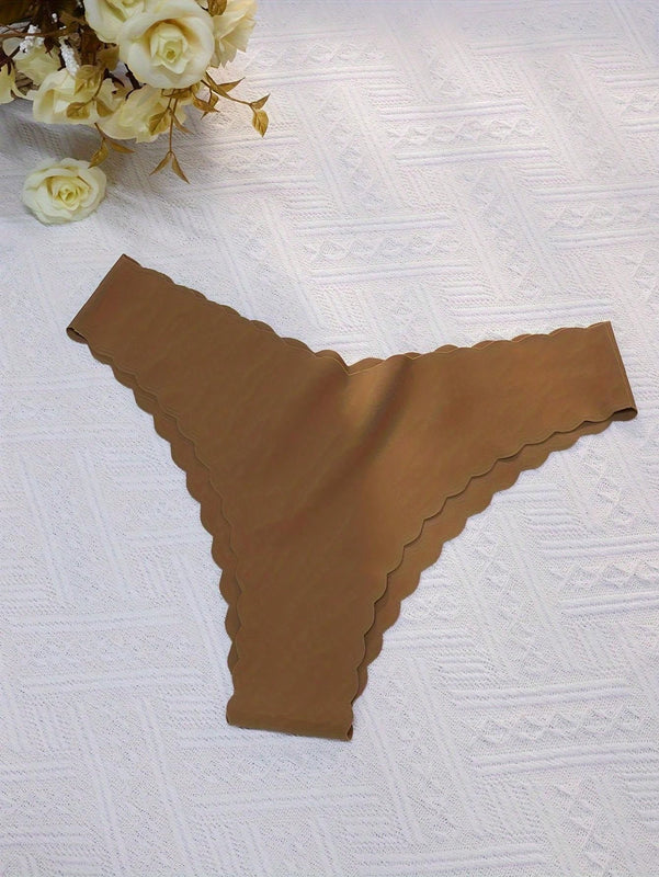 Set de 10 bragas triangulares de mujer con borde ondulado, sexy y comodas, con estampado