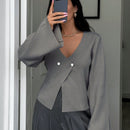 Cardigan de mujer de unicolor, con cuello en v, abotonadura delante y hombros caidos