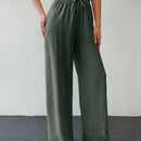 Tall pantalones casuales para mujer de algodon con nudo y unicolor y tiro alto