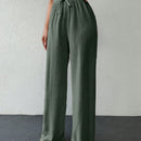 Tall pantalones casuales para mujer de algodon con nudo y unicolor y tiro alto