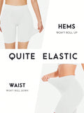 2 paquetes pantalones cortos de ciclista anchos de cintura solida sxy, para mujer debajo del vestido, bragas de ciclista lisas sin costuras y sin roces para mujeres