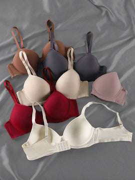 Paquete de 6 sujetadores sin costuras de push-up - ropa interior femenina casual comoda, transpirable y de cobertura total, de facil cuidado