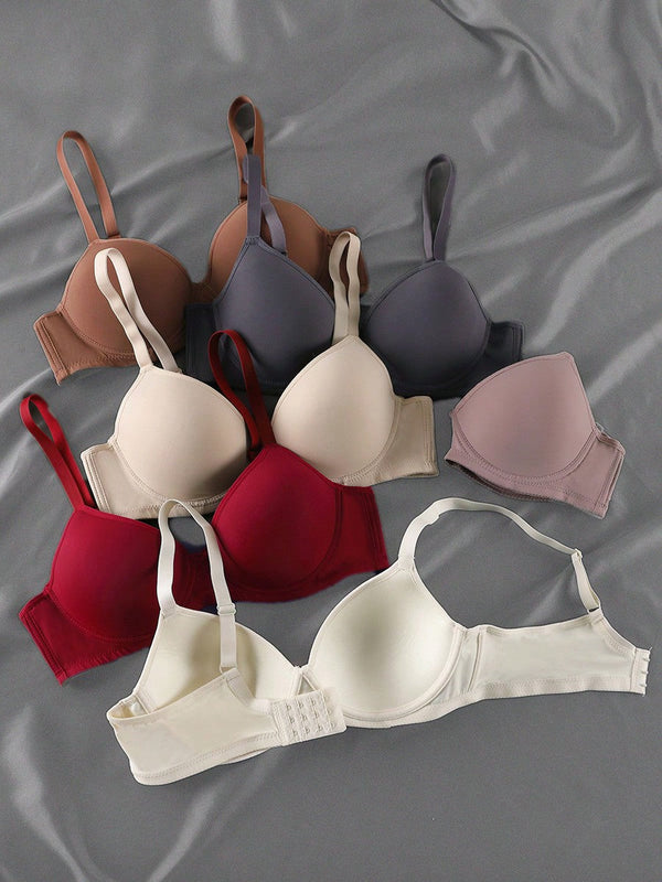 Paquete de 6 sujetadores sin costuras de push-up - ropa interior femenina casual comoda, transpirable y de cobertura total, de facil cuidado