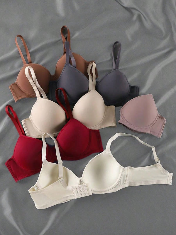 Paquete de 6 sujetadores sin costuras de push-up - ropa interior femenina casual comoda, transpirable y de cobertura total, de facil cuidado