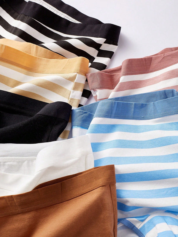 Paquete de 7 boxers para mujer, sin costuras, comodos, suaves y amigables con la piel, ropa interior a rayas