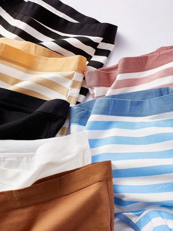 Paquete de 7 boxers para mujer, sin costuras, comodos, suaves y amigables con la piel, ropa interior a rayas
