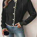Franclia cardigan casual corto de punto con botones con forma de corazon para mujer, para otono/invierno
