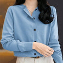Essnce cardigan suelto y casual de mujer de un solo abotonado, de color liso, manga larga, para otono/invierno