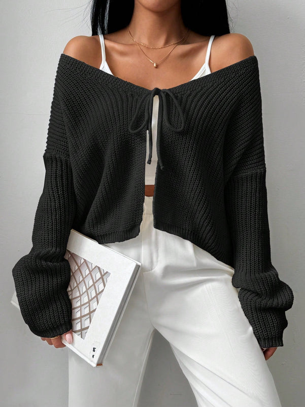 Essnce cardigan suelto y delgado de mujer con lazo adelante