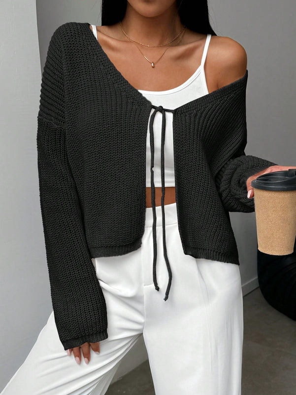 Essnce cardigan suelto y delgado de mujer con lazo adelante