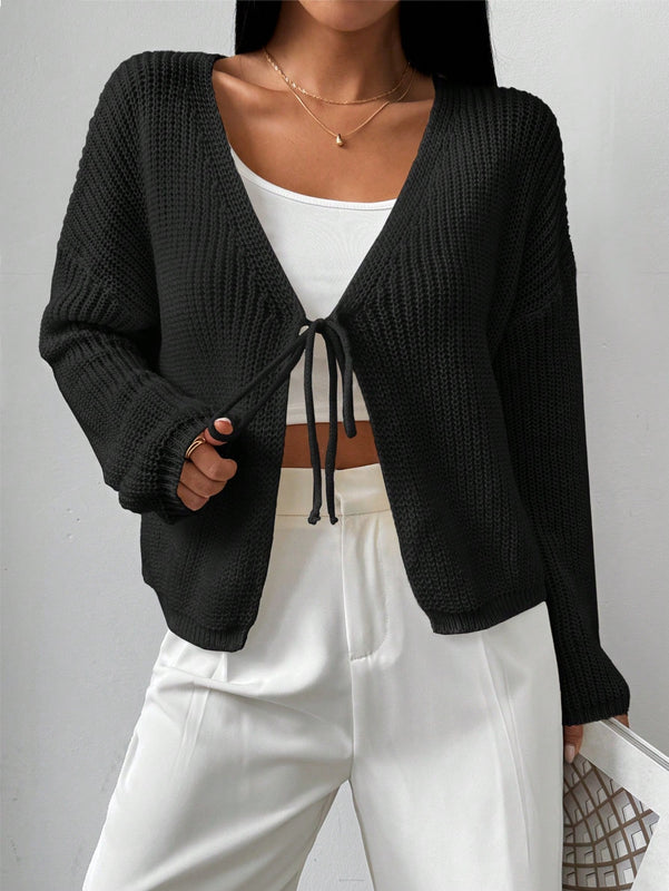Essnce cardigan suelto y delgado de mujer con lazo adelante