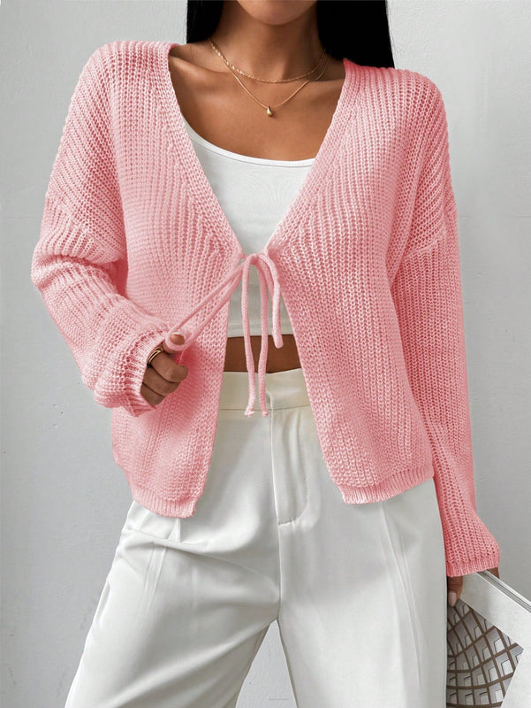 Essnce cardigan suelto y delgado de mujer con lazo adelante