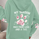 Lune sudadera con capucha informal para mujer con estampado de letra y pata de perro, para otono/invierno