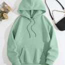 Lune sudadera con capucha informal para mujer con estampado de letra y pata de perro, para otono/invierno