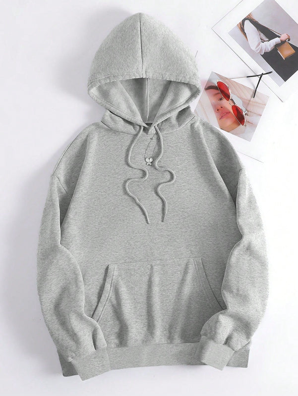 Lune sudadera con capucha informal para mujer con estampado de letra y pata de perro, para otono/invierno
