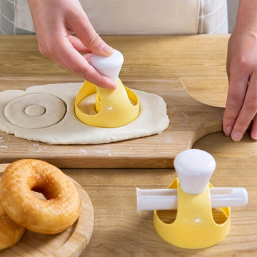 Kit para Hacer Donas Fácilmente - Cortador de Plástico Antiadherente y Pinzas para Salsa, Adecuado para Hornear en Casa