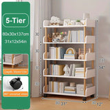 Estante de 5 niveles blanco, 78.74x30.48x137.16cm, Madera y tablero de fibras, Librería de oficina autónoma, Multiusos para hogar, cocina, estudio, baño, Montaje fácil, Ruido bajo, Rotación 360°, Sin daño al piso