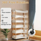 Estante de 5 niveles blanco, 78.74x30.48x137.16cm, Madera y tablero de fibras, Librería de oficina autónoma, Multiusos para hogar, cocina, estudio, baño, Montaje fácil, Ruido bajo, Rotación 360°, Sin daño al piso