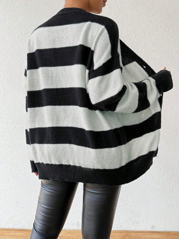 Essnce nuevo cardigan de mujer de punto de imitacion de vison cachemira a rayas, para otono/invierno