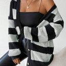 Essnce nueva moda sueter de lana de imitacion de vison con rayas para mujer, otono/invierno