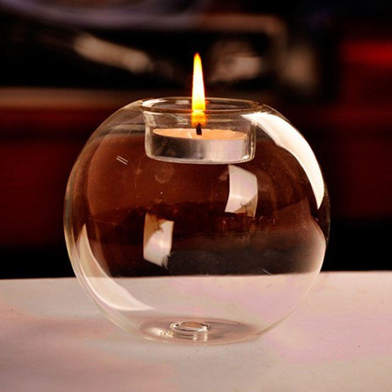 Portavelas de Vidrio de Estilo Europeo Elegante con Base Metálica - Perfecto para Bodas Románticas, Aniversarios y Noches de Citas | Ideal para Decoración del Hogar y Ambiente de Mesa, Decoración de Portavelas