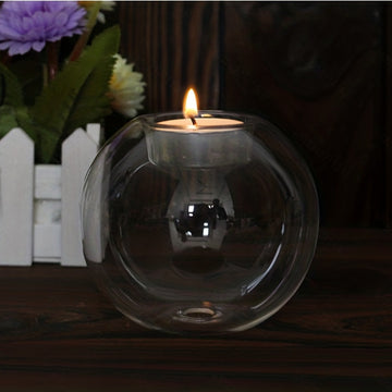 Portavelas de Vidrio de Estilo Europeo Elegante con Base Metálica - Perfecto para Bodas Románticas, Aniversarios y Noches de Citas | Ideal para Decoración del Hogar y Ambiente de Mesa, Decoración de Portavelas